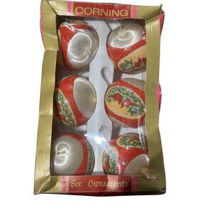 Vintage Corning Christmas Ornaments – Cardinals – Set of 6
